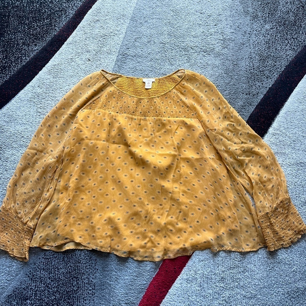 Sundance Gold Sheer Long Sleeve Blouse